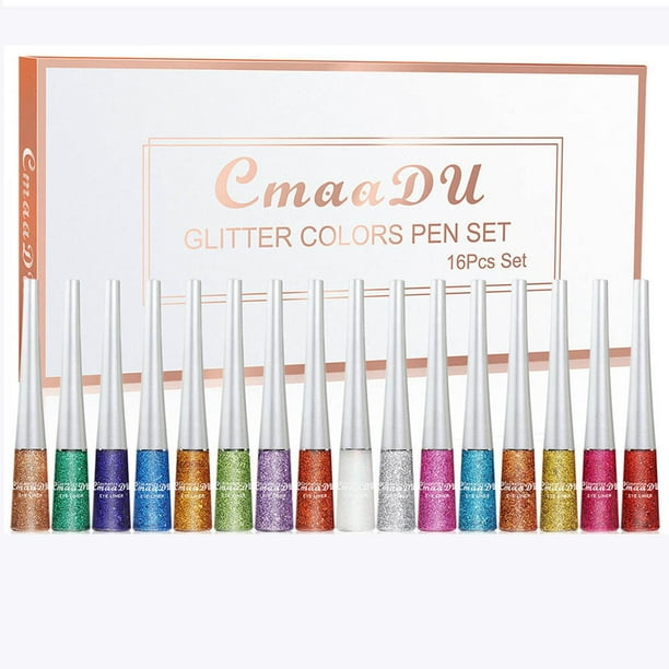 16 Uds impermeable colorido brillante delineador de ojos pluma mujeres maquillaje cosméticos suministros