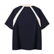 thumbnail image 3 of Camisas Elvqul Hombre Casuales Azul Marino Algodón de Color Sólido Manga Corta con Solapa Botones, 3 of 5