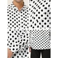 thumbnail image 6 of INSPIRE CHIC Men's Shirt Polka Dots Pattern Point Collar Long Sleeve Button Down Shirt 46 White and Black, 6 of 6
