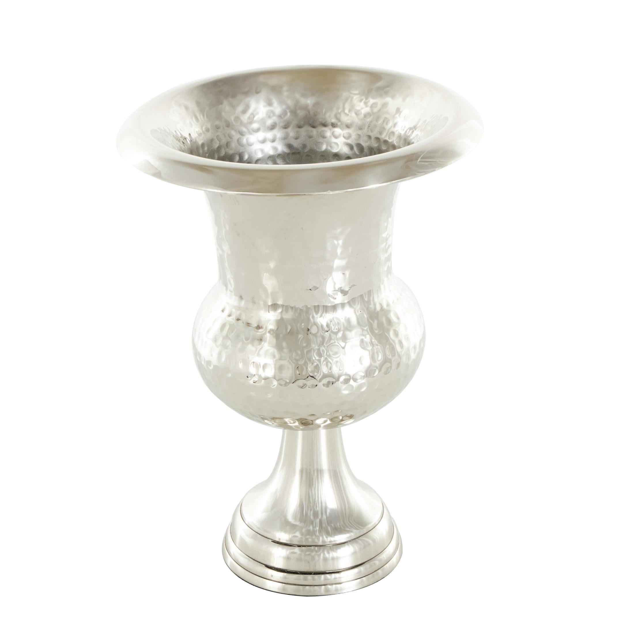DecMode 13" Goblet Inspired Hammered Silver Aluminum Metal Vase