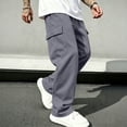 thumbnail image 2 of Dwelliawo Cargo Sweatpants for Men Baggy Elastic Waist Lounge Pants with Pockets Dark Gray S, 2 of 5
