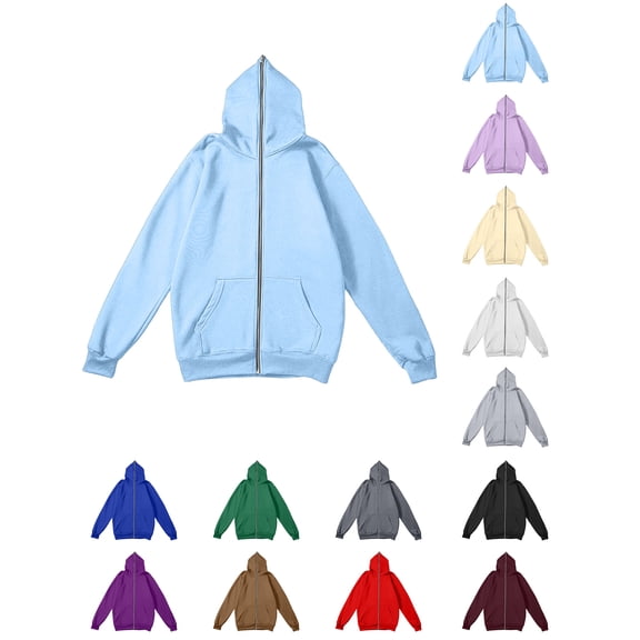 Hoodies for Men Zaewscy Men's Solid Color Long Sleeved Hooded Sweatshirt With Zipper Cardigan Casual And Fashionable Top Light Blue L