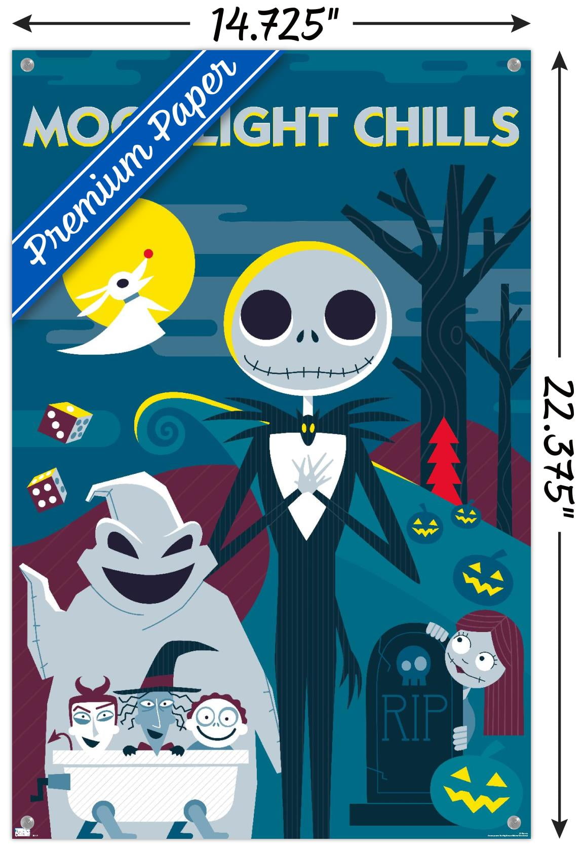 Disney Tim Burton's The Nightmare Before Christmas - Moonlight Chills Wall Poster with Pushpins, 14.725" x 22.375"