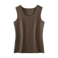thumbnail image 2 of Sleeveless Fleece Thermal Top for Women - Cold Weather Warm Undershirt, Practical Base Layer & Thermal Underwear Tank Brown XXL, 2 of 9