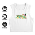thumbnail image 4 of Popfunk Wheel of Fortune Tropical Logo Women's Sleeveless Crop Top Tank, White, Medium, 4 of 5