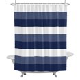 thumbnail image 5 of Navy Blue and White Striped 36x72 Inches Waterproof Shower Curtain, Abstract Ombre Geometric Bath Curtain Set with 12 Hooks Washable Shower Curtains for Bathroom Bathtub Decor, 5 of 9