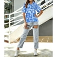 thumbnail image 5 of HAPPY BAY Button Down Shirt for Women Casual Summer Beach Party Short Sleeve Blouse Shirt Floral Tops Blouses Button up Hawaiian Dresses for Women L Basket Weave, Blue, 5 of 5
