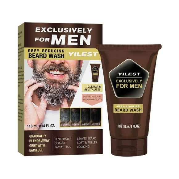 Men's Gray Reducing Beard Wash, Control GX Shampoo for Natural Hair Color Restoration, 118ml Deep Nourishment & Repair Formula, Plant Essence for Healthier Beards