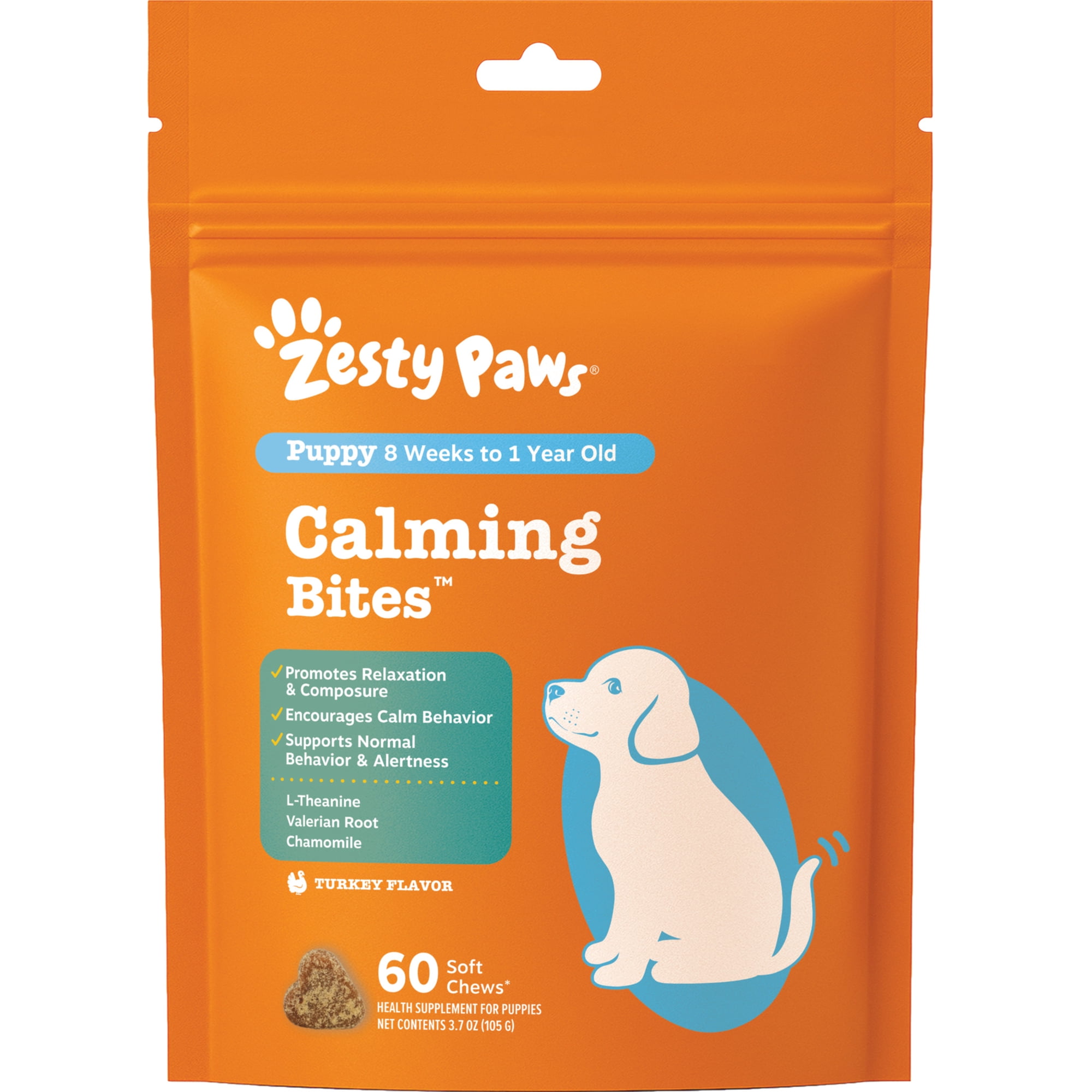 Zesty Paws Calming Bites for Puppies Turkey Flavor 60 Count Dog Supplement