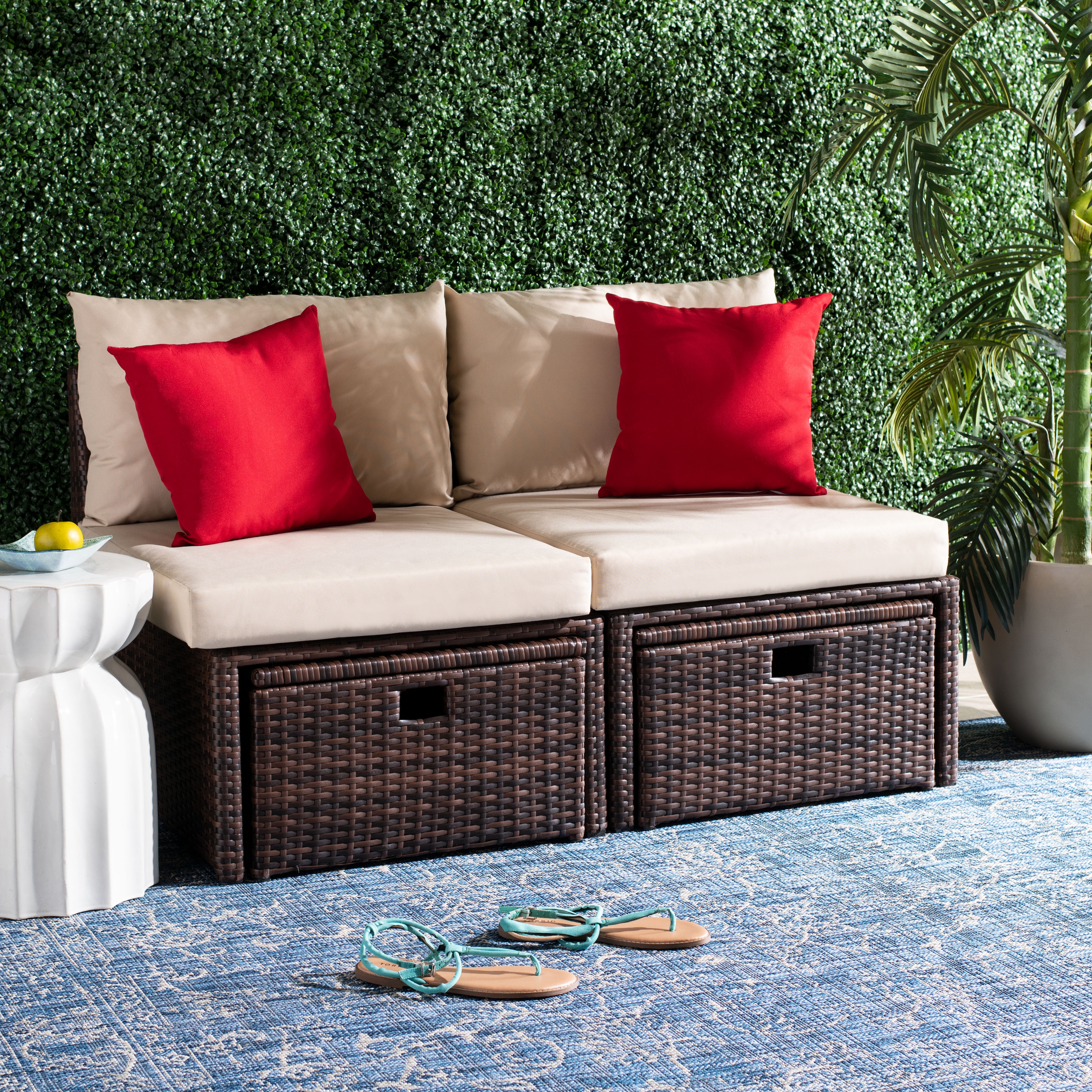 outdoor chair with storage ottoman