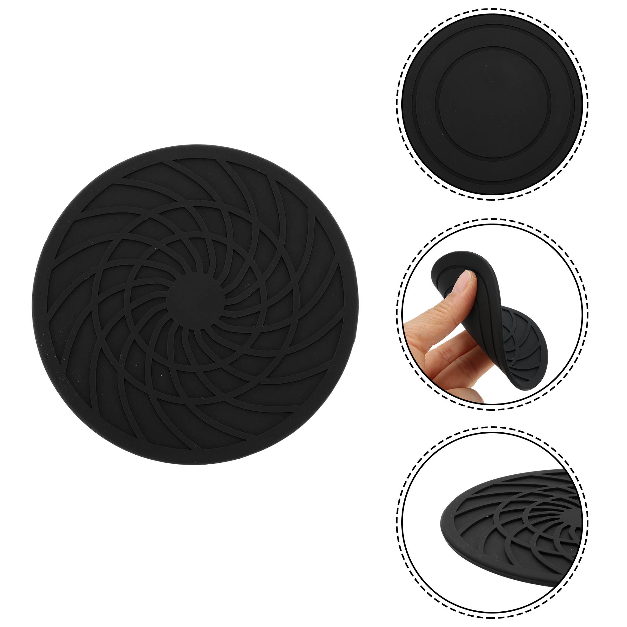 Unique Bargains Round Drink Coaster Set Black