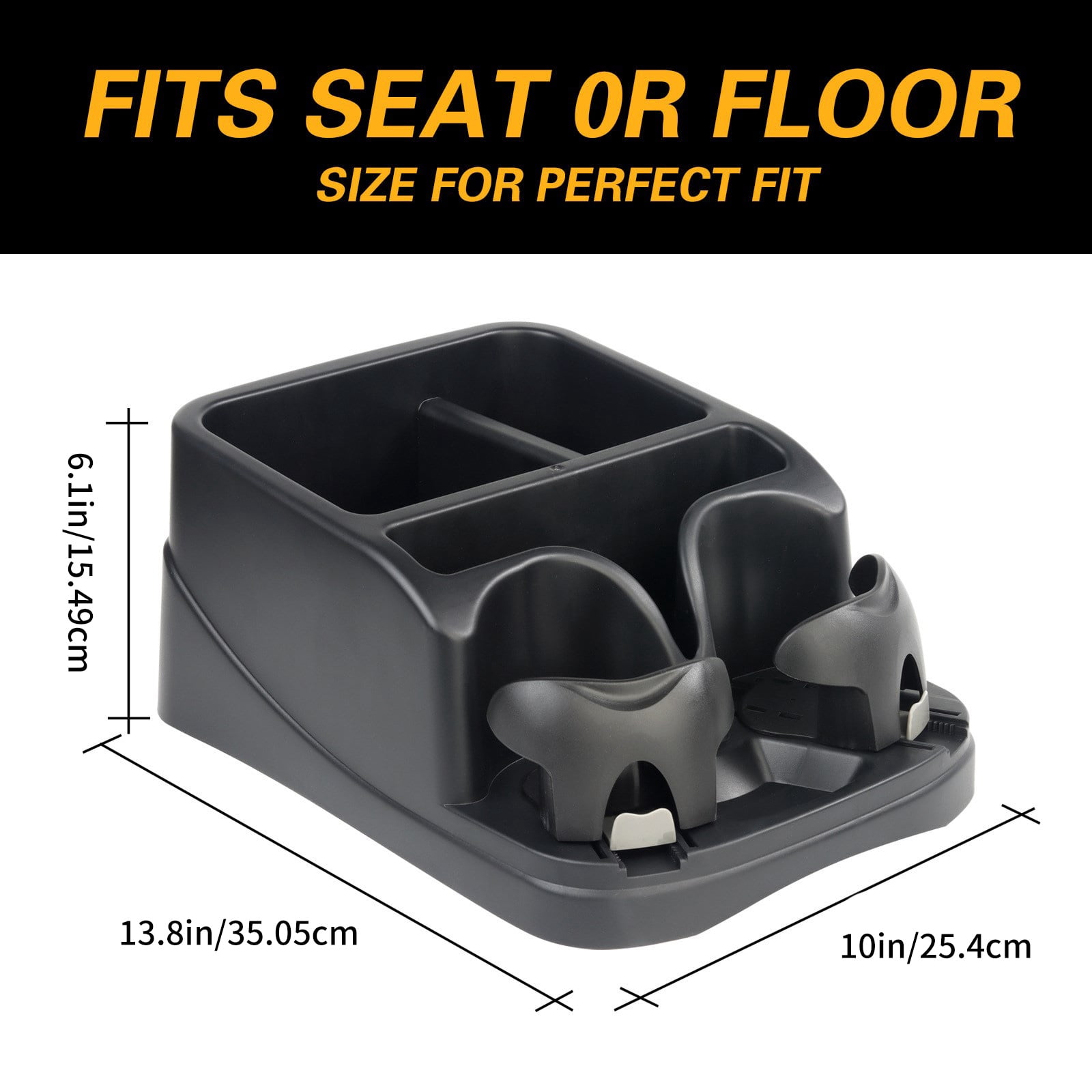 Central Console Armrest Rear Seat Storage Box Organizers Container Tray Car Interior Organizers with 2 Cup Holder
