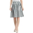 thumbnail image 1 of Unique Bargains Women's Stripes Button Front Elastic Back A Line Midi Skirt, 1 of 7