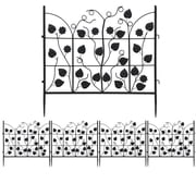 5 Panels Garden Decorative Fence Metal Black Patio Animal Barrier Border Fences, 27.2x26.3inch
