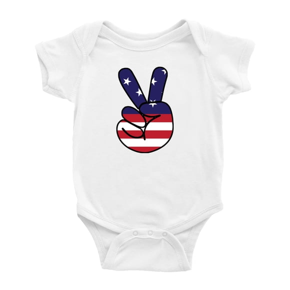 Drapeau des États-Unis Main de Paix Yeh Signe Drôle Cache-Couche Bébé Garçon Fille Unisexe