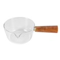 thumbnail image 1 of Glass Milk Pot with Wooden Handle 400Ml Cooking Pot for Salad Noodles Gas Stove Cookware, 1 of 5