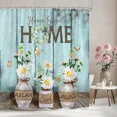 thumbnail image 5 of Leaves Floral Shower Curtain Watercolour Plants Green Leaves Rustic Rustic Wood Panel Polyester Shower Curtains Bathroom r, 5 of 7