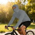 thumbnail image 4 of Havenx Upf 50+ Fishing Shirts for Men Long Sleeve Upf 50+ Shirt with Mask Hooded Uv Protection Rash Guard Thumbhole Hiking Running Swim Athletic Workout Blouses,Gray 3XL, 4 of 5