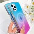 thumbnail image 5 of OOK For iPhone 12 Case/iPhone 12 Pro Case Magnetic, Compatible with Magsafe Cute Gradient Rainbow Iridescent Matte Protective Phone Case with Screen Protector for Girls Women, Fluorescent Blue & Pink, 5 of 6