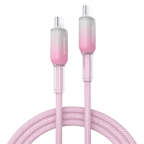 Powertek Frosty USB-C to USB-C Fast Charging Cable, 6 ft, Pink