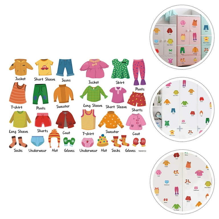 Garneck 4 Feuilles Classification Des Vêtements Enfants Placard Commode  Vêtements Stickers Amovible Vêtements Stickers Vêtements Tags Armoire