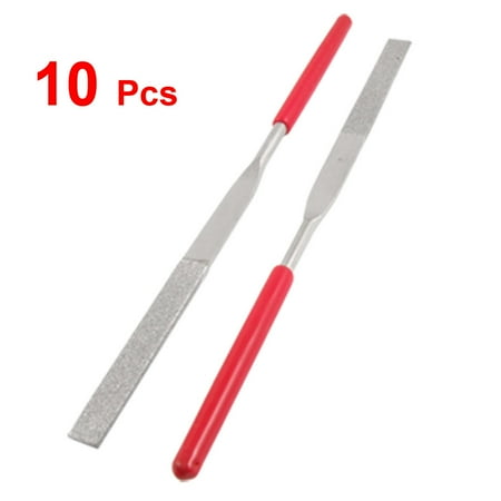 

10 Pcs Plastic Handle Hardened Steel Flat Diamond Needle Files