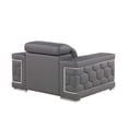 thumbnail image 3 of 47" Granite Gray and Silver Genuine Leather Lounge Chair, 3 of 9