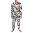 thumbnail image 3 of Fotbe Colorful Flying Butterflies Pijama de Hombre con Estampado de Manga Larga, Conjunto de 2 Piezas, Ropa de Dormir Suave y Cómoda con Bolsillos-Large, 3 of 7