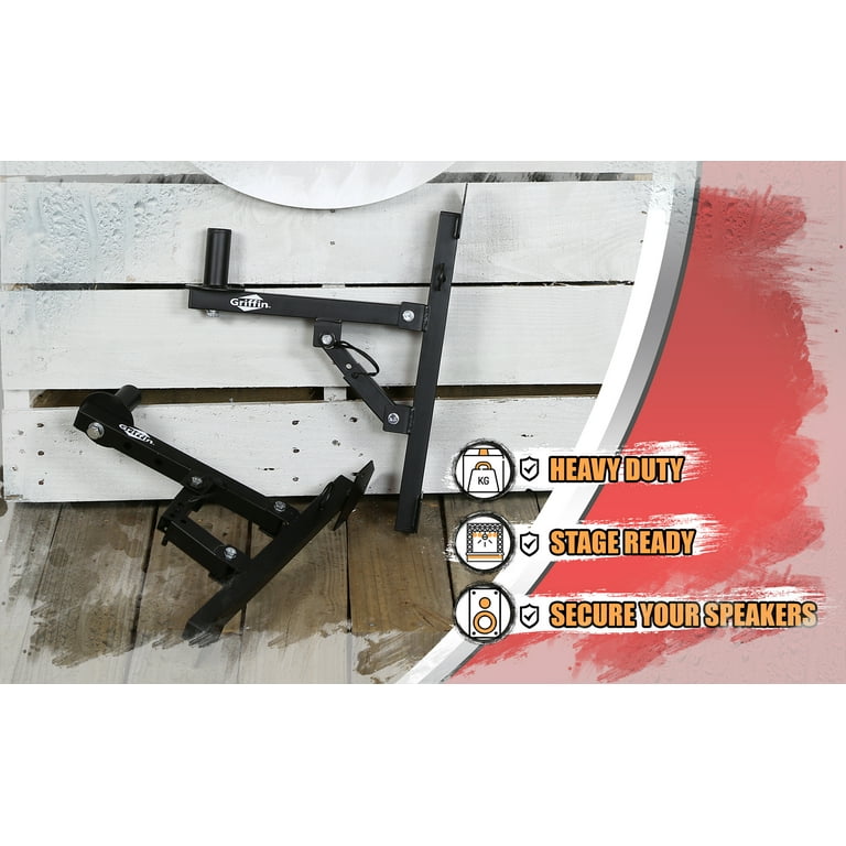 PA Speakers Wall Mount Brackets By Griffin Set Of 2 All Steel Pro Audio Speaker 35mm Pole Holder Securing Locking Pin 3 Horizontal Level Tilt