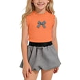 thumbnail image 6 of Cethrio Girls Summer Outfit Sets, School 2 Piece Cute Sleeveless Kids Clothing Sets Orange Size 4-5T, 6 of 6