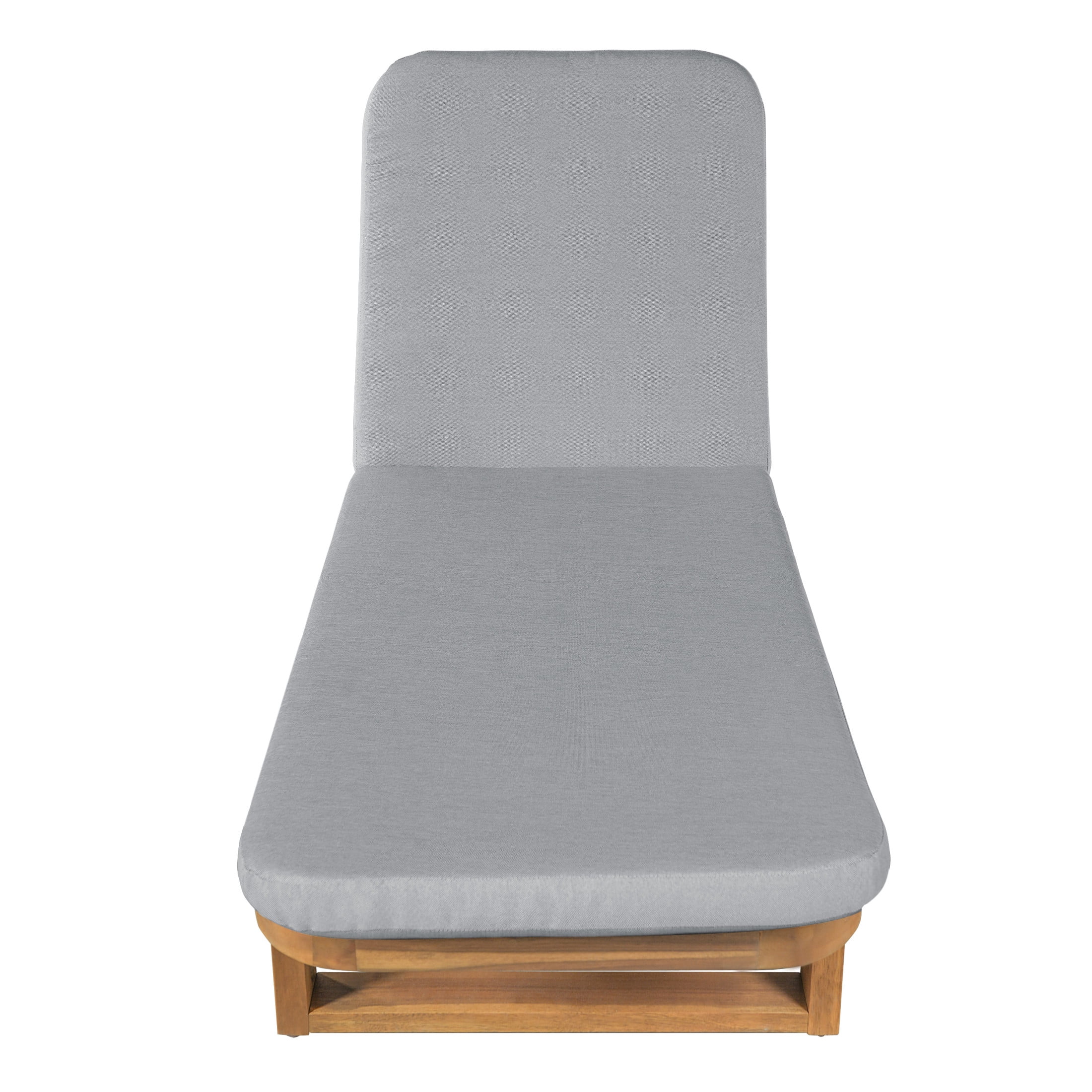 Christopher Knight Home 77" Coastal Outdoor Acacia Wood Adjustable Chaise Lounge, Light Gray Cushion, Set of 2