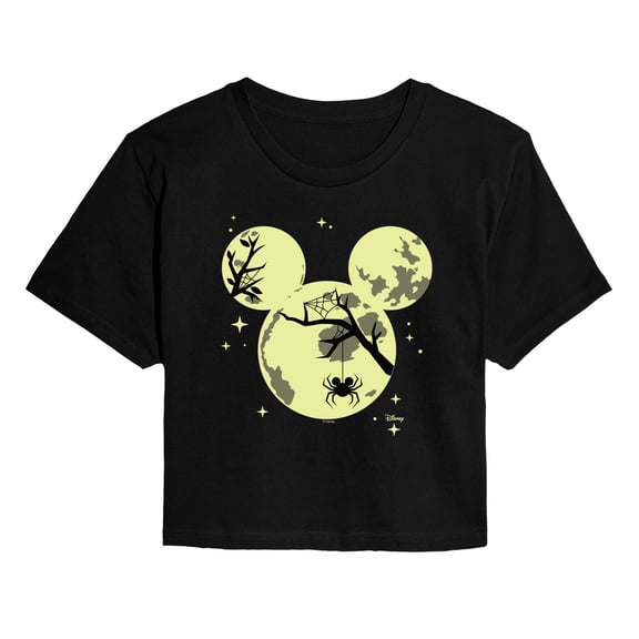 Disney - Halloween Mickey Head - Juniors Cropped Graphic T-Shirt