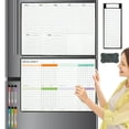 thumbnail image 1 of 3Pcs Fridge Magnetic Calendar Reusable Magnetic Weekly Planning White Board with 6 Markers Pen Eraser Removable Fridge Whiteboard Calendar for Home Kitchen, 1 of 10