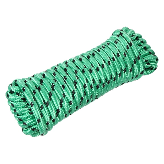 Uxcell 1/2" 49ft Diamond Braided Ropes Green Nylon Ropes Polypropylene Flag Pole Cord