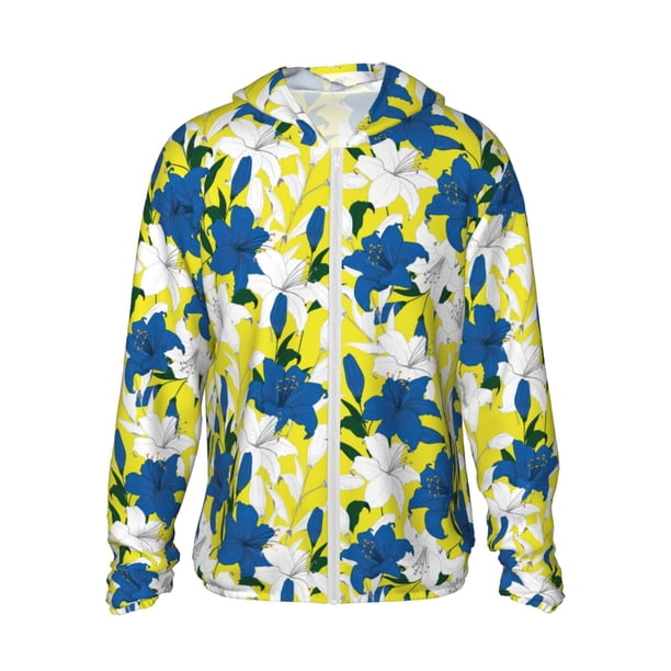 Balery Lilies Flowers Sudadera ligera de manga larga con capucha y protección solar UPF 50+ para hombre y mujer, ideal para pesca y running-Large