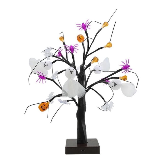 Decoración De Árbol De Mesa De Halloween De 18 Pulgadas Con Temporizador Alimentado Por Batería Fantasma Calabaza Araña Árbol De Luz Decoraciones De Halloween De Miedo Vogacara HA037491-00