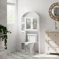 thumbnail image 5 of Pusnapku 67" over the Toilet Storage Cabinet, Arched Storage Cabinet with Door and Toilet Paper Holder, Bathroom Shelf Organizer with Adjustable Shelf, 5 of 8