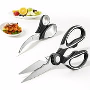 BESTCROF 2 Pack Kitchen Shears Multi Purpose Food Scissors Stainless Steel Kitchen Utility Scissors, Poultry Shears for Fish, Meat, Vegetables, Herbs, Bones, Dishwasher Safe