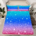 thumbnail image 2 of Castle Fairy Black Blue Glitter Print Queen Sheet Sets,Abstract Gradient Bed Set, 2 of 7