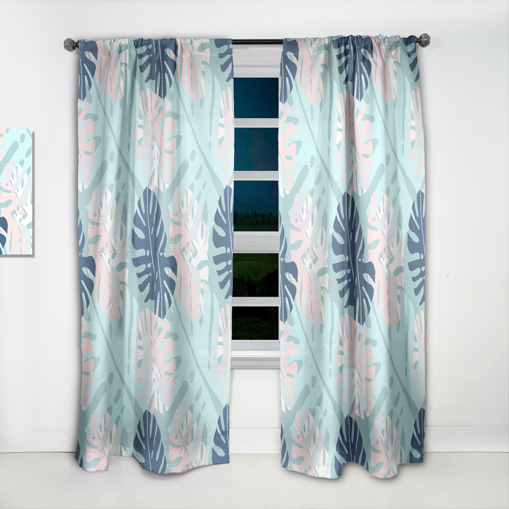 Designart 'Floral Retro Pattern VII' Mid-Century Modern Curtain Panel