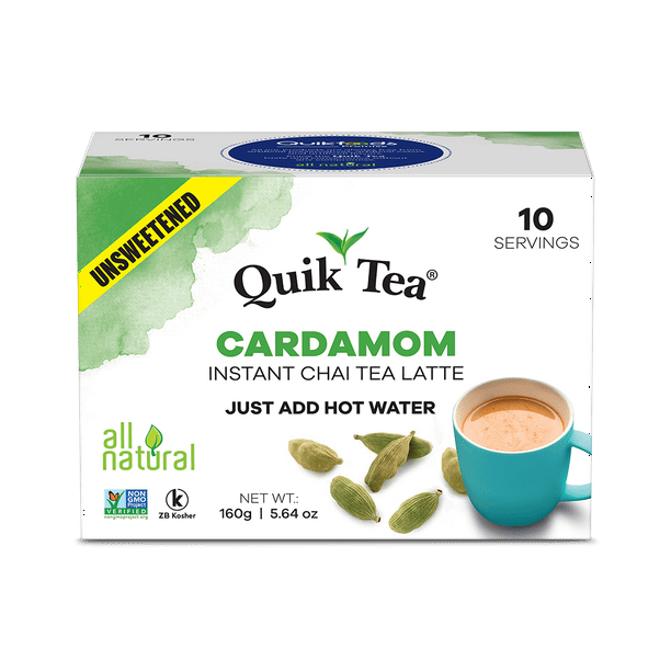 Quik Tea Unsweetened Cardamom Instant Chai Tea Latte 10 Count Single