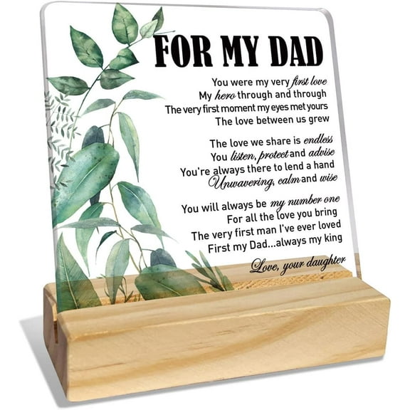Dad Gifts from Daughter, Dad Birthday Fathers Day Christmas Day Gifts for Father, Best Dad Ever Gifts, Thank You Gifts for Dad, My First Love My Hero, Desk Acrylic Decor