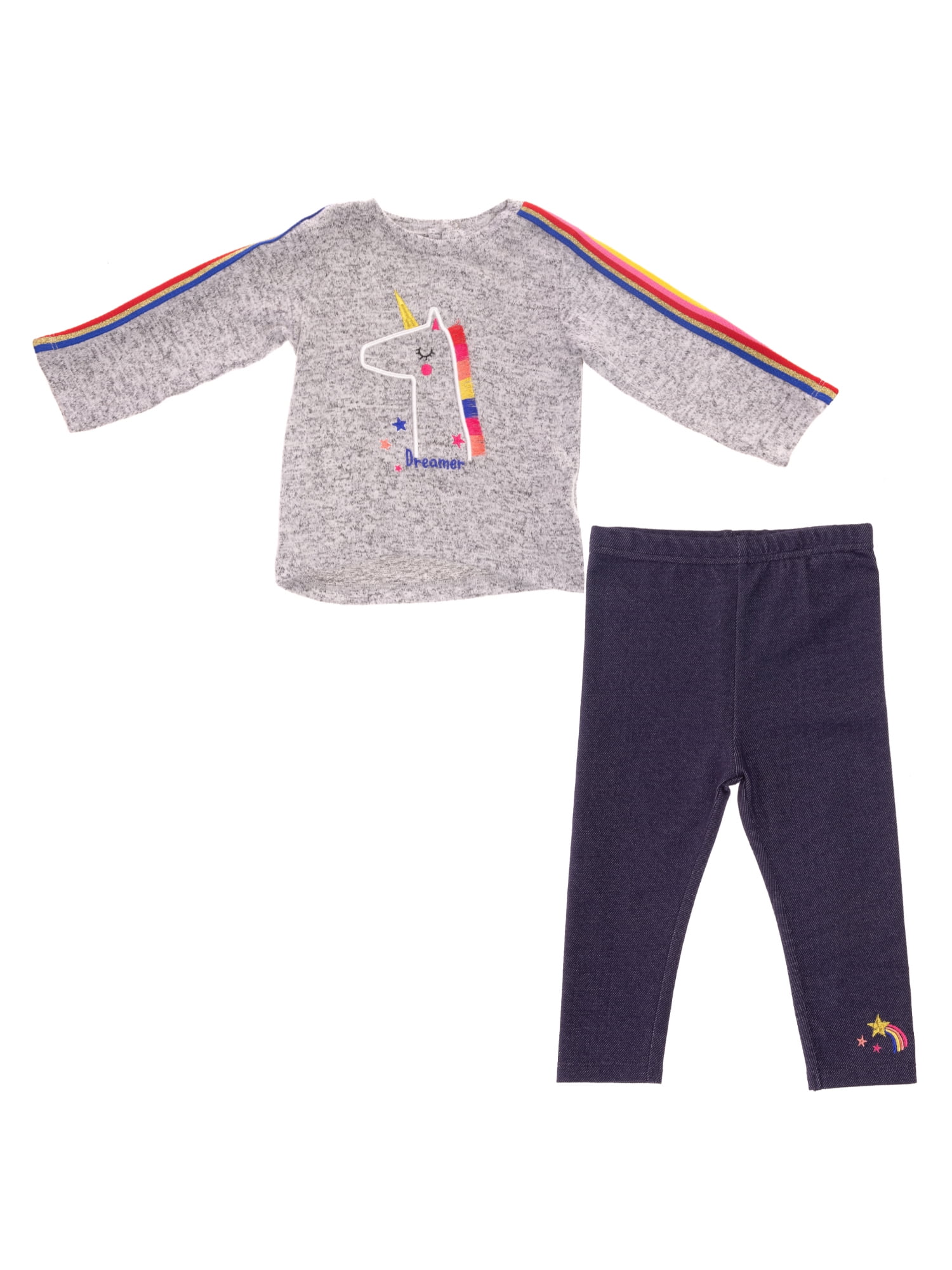 Vitamins Kids Baby Girl Graphic Long Sleeve Top & Jersey Leggings, 2pc Outfit Set