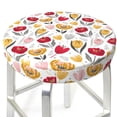 thumbnail image 3 of Lsque Tulips Flowers Round Bar chair cushion covers Velvet Fabric Premium Comfort Protects from Scratches and Stains for 14-17 Inch Chair- 12 inch, 3 of 7
