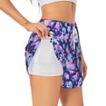 thumbnail image 3 of Lsque White Skull Flower Printed Women's Running Shorts with Liner Pockets,Elastic Quick Dry Workout Athletic Gym Yoga Shorts,Womens High Waist Shorts-X-Large, 3 of 9