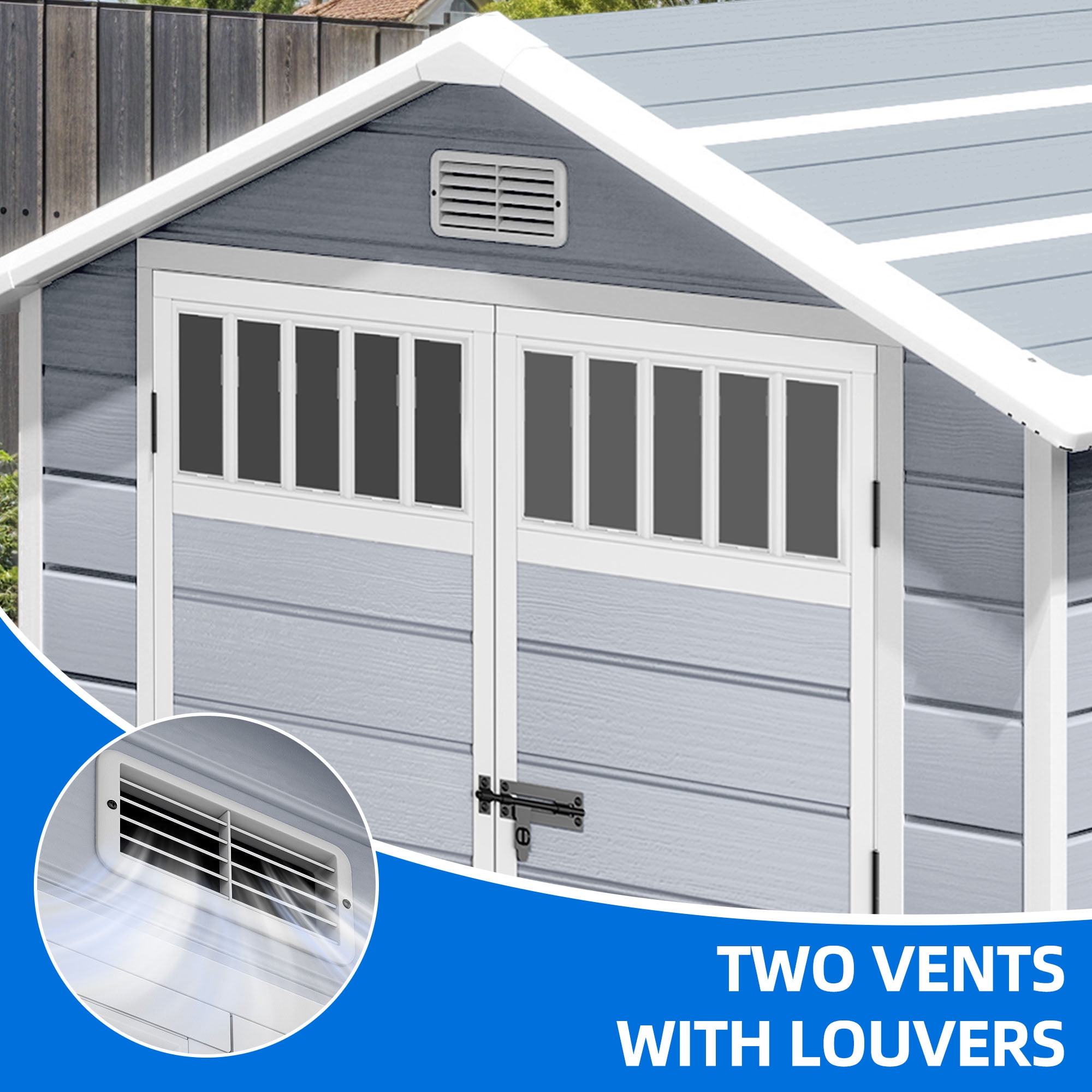 Dextrus 6x4.4 FT Outdoor Storage Shed with Floor and Window, Large Storage Shed with Lockable Door, and Vents, Light Gray