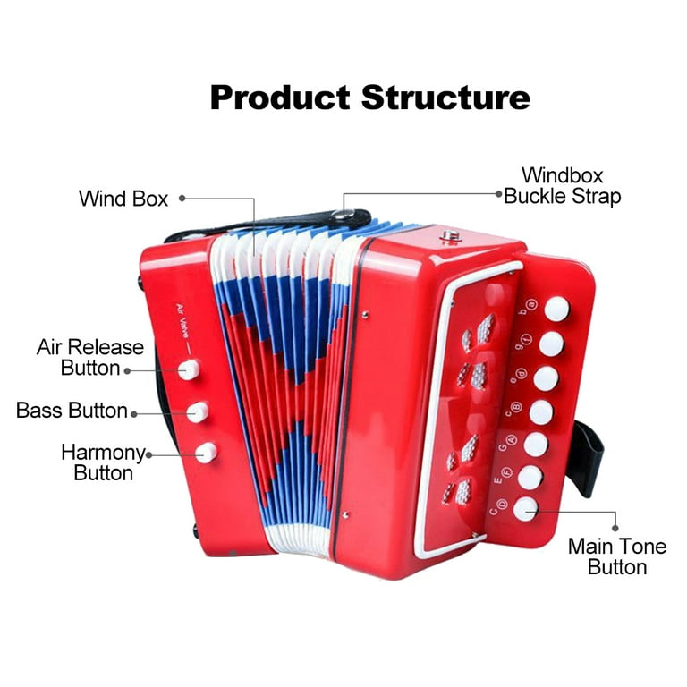 Kids Accordion,17 Key 8 Bass Button Mini Accordion Instrument,Toy