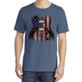 thumbnail image 2 of Wild Bobby, Flag Guitar, Streetwear, Garment-Dyed Washed Look Short Sleeve T-Shirt, Navy, X-Large, 2 of 3