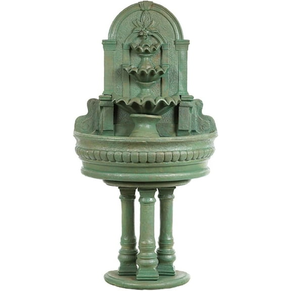 Solid Rock Stoneworks Concrete 3 Column Wall Fountain - 59" Tall - Verde