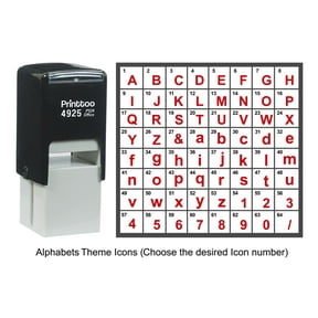 Printtoo Personalized Alphabet Number Theme Icons Rubber Stamp Self Inking Stamper 24 mm-Red